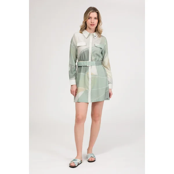 Vestido de manga larga verde - Imagen 2