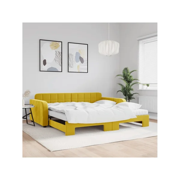 VIDAXL Sofá cama nido con colchón terciopelo amarillo 100x200 cm